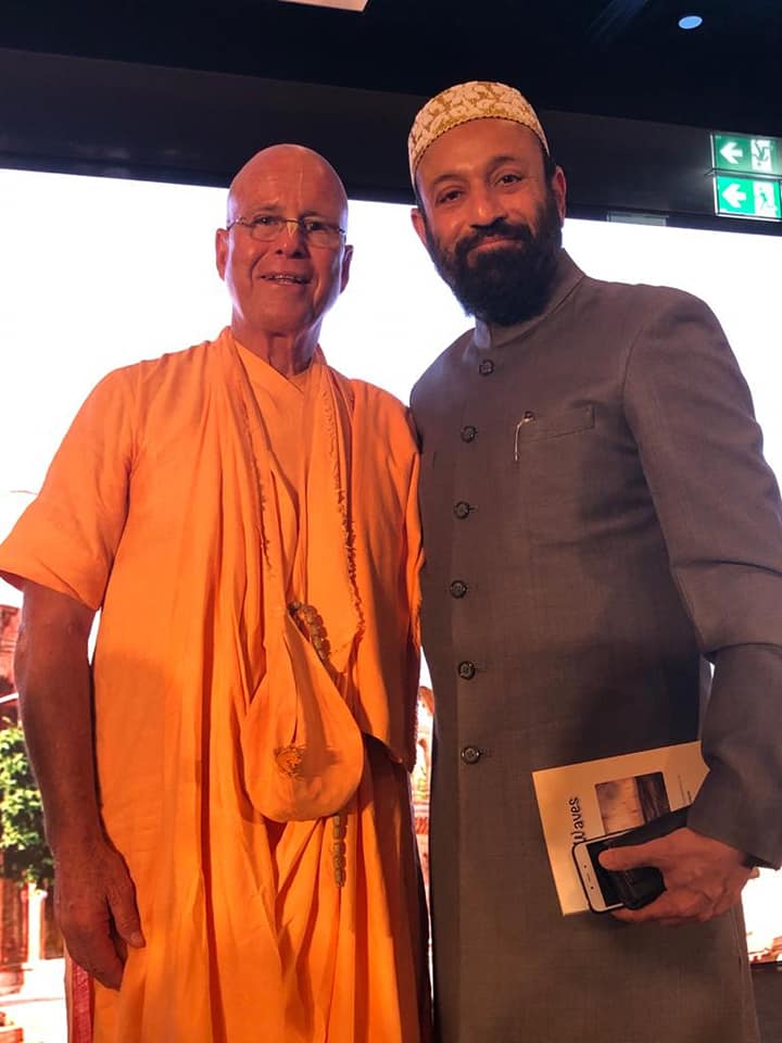 Dr. Mustafa Saasa with HH BB Govinda Swami - Director of Spiritual Center, Almaty - Kazakhstan during the event “Awakening the Soul” on the theme of “Unity in Diversity” at Waldorf Astoria, Dubai – UAE on 31st January 2020.